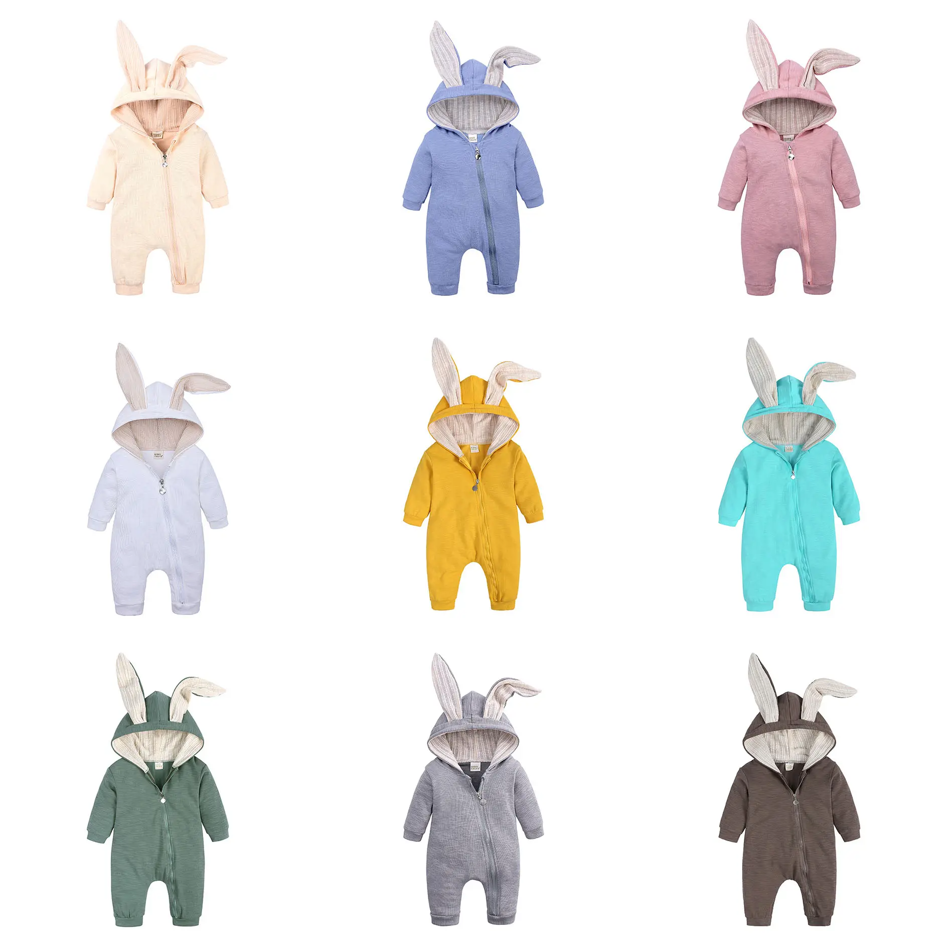 1pcs wholesale mixed baby rompers gots certified zipper baby clothes import baby clothes with bunny ears