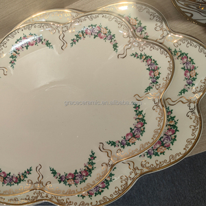 Juego de <span class=keywords><strong>Vajilla</strong></span> de <span class=keywords><strong>Porcelana</strong></span> <span class=keywords><strong>Fina</strong></span> Ecológica Royal Elegance, con Borde Dorado, Estilo Vintage, Pintado a Mano - Product Image 4