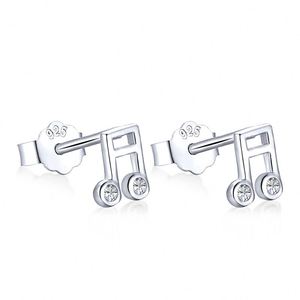 Dylam Trendy Sterling S925 <b>Silver</b> With 18k Gold Plated Musical Note <b>Stud</b> Earrings for Girl - Product Image 1