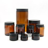 Récipient de bougie en verre de cire de soja vide 8oz 250ml 12oz pot de bougie en verre ambré à large bouche avec couvercle en métal doré à vis