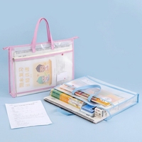Pochette transparente A3 imperméable extra-large avec fermeture éclair pour documents, idéale pour les fournitures scolaires et les devoirs des élèves du primaire et du collège