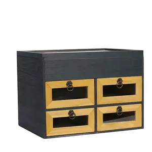Factory Direct Sale 4 Drawer Desktop Storage Organizer Antique Vintage Wooden Desk Cabinet For Living Room