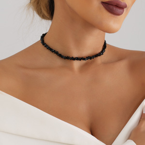 Joyería de moda europea y americana, collar de cristal negro con cuentas tejidas hechas a mano para mujer, Gargantilla personalizada de estilo coreano Ins - Product Image 2