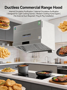 Hotte murale sans conduit en acier inoxydable, petite hotte pour boutique de <span class=keywords><strong>charcuterie</strong></span> occidentale, poulet grillé, filtre à déflecteur, efficacité de purification de 95%, lumière - Product Image 5