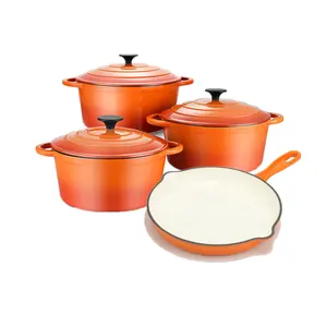 Kitchen Ware 4pcs Enamel Cast Iron Casserole Saucepan Pot Cookware Sets