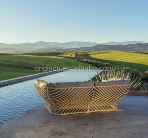 Chaises longues en rotin tressé avec auvent, style exotique, vent d'été, meubles de jardin, patio extérieur - Product Image 6