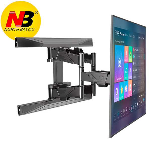 New NB P6 Full Motion 45-75 Inch TV Wall Mount Flat Panel LED LCD Display Mount Bracket MAX.VESA 600x400mm Load 45.5kgs
