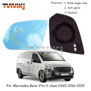 Indicateur LED de rétroviseur latéral en verre bleu pour <span class=keywords><strong>Mercedes</strong></span> Benz <span class=keywords><strong>Vito</strong></span> V Class V260 2016-2019 Grand Angle Anti-éblouissement, 1 paire - Product Image 2