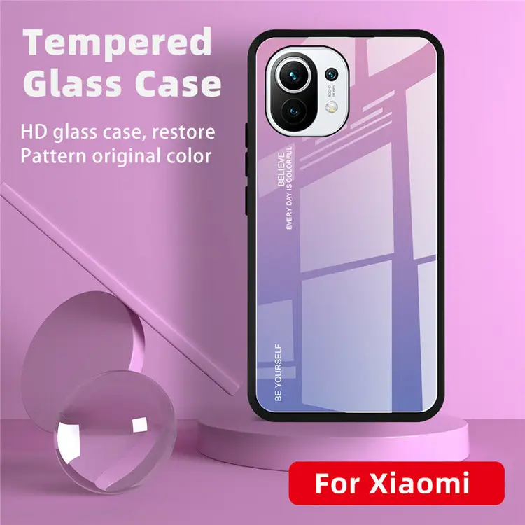 Phone Case For Xiaomi Mi 1 M3 Luxury Shockproof Hybrid Glass Gradient Soft Bumper Cover Case