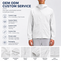 Veste coupe-vent légère en polyester pour homme, à capuche, hydrofuge, respirante, entièrement zippée, pour la course en extérieur, vêtement de sport décontracté