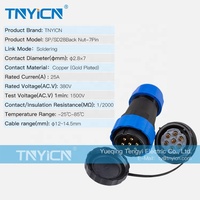 Dernière vente chaude IP68 SD28 écrou arrière 7 broches 25A fileté en plastique montage sur panneau M28 prise d'alimentation connecteur étanche circulaire