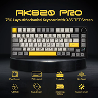 Teclado Mecánico Tri-Modo AJAZZ AK820 PRO 75% 81 Teclas con Pantalla TFT, Gasket, Hot-Swappable, PBT, RGB y Perilla Metálica