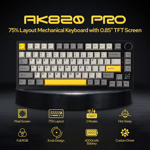 Teclado Mecánico Tri-Modo AJAZZ AK820 PRO 75% 81 Teclas con Pantalla TFT, Gasket, Hot-Swappable, PBT, RGB y Perilla Metálica - Product Image 2
