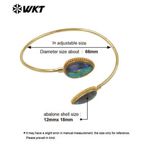 MPB114 parlak 18K altın kaplama dayanıklı çift su damlası ayarlanabilir kadınlar doğal <span class=keywords><strong>Abalone</strong></span> kabuk bileklik - Product Image 6