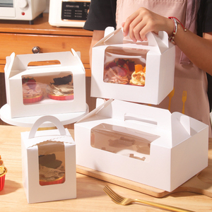 ขายส่งเบเกอรี่คัพเค้กกล่องบรรจุภัณฑ์ 1/214/6 หลุมมือถือถ้วยมัฟฟินไข่ Tart ใสกล่องกระดาษหน้าต่าง - Product Image 1