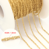 Chaîne de Singapour torsadée en or rempli 14K (1,65 mm) – Collier gourmette anti-ternissement pour la fabrication de bijoux DIY