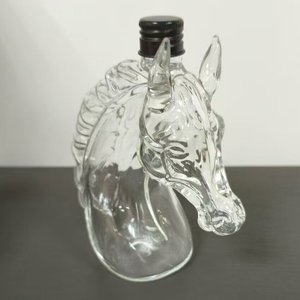 Bouteille en verre de silex à tête de cheval animale personnalisée de 350ml avec couvercles en aluminium avec bouchon pour vin <span class=keywords><strong>vodka</strong></span> whisky alcool - Product Image 2