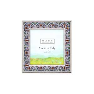 Beltrami Photo <b>Frame</b> 4x4 Inch Silver Plated Enamel Design Made in Italy - Product Image 1