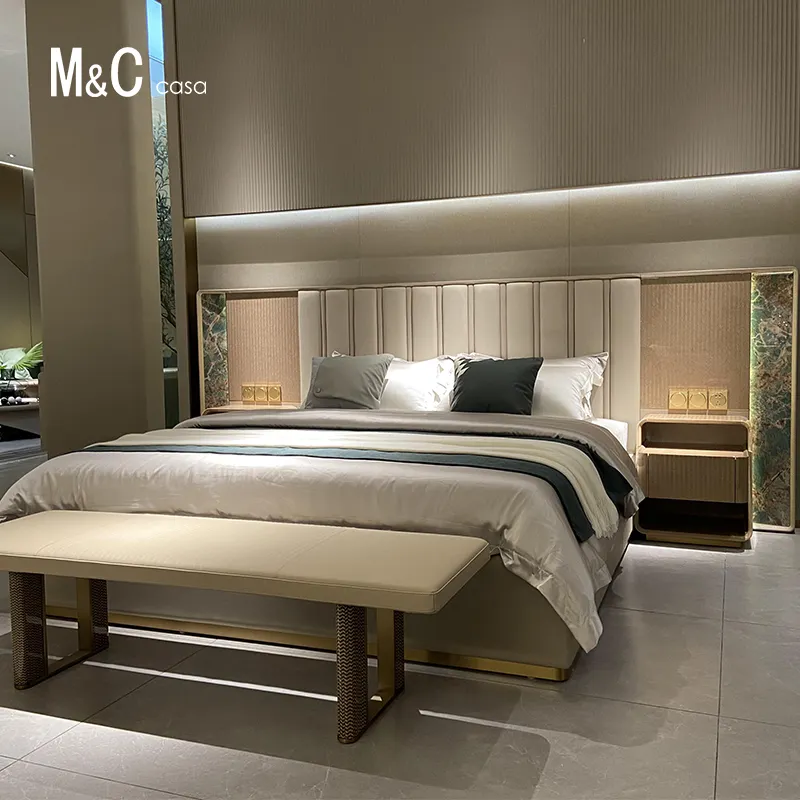 Hot Sale hotel bed room set modern king size bed bedroom sets furniture 1.8m designer bed comfort
