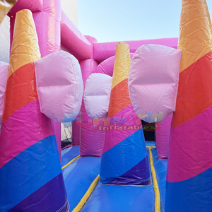 Castillo inflable comercial con tobogán, diseño de unicornio, para fiestas infantiles. - Product Image 4