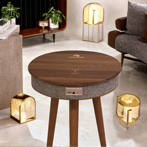 Mesa <span class=keywords><strong>de</strong></span> <span class=keywords><strong>Centro</strong></span> Inteligente Convertible con 2 Altavoces <span class=keywords><strong>de</strong></span> 10W Cada Uno, Panel Superior <span class=keywords><strong>de</strong></span> Roble Moderno Oculto, 3 Patas, Bluetooth, Carga Rápida <span class=keywords><strong>de</strong></span> 15W para Sala <span class=keywords><strong>de</strong></span> Estar - Product Image 4