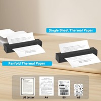 Imprimante thermique portable A4 Gzlanu Mobile sans encre, batterie 2600 mAh, USB pour impression de reçus, 203 dpi, garantie 1 an pour la maison