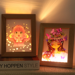 Cadre photo acrylique de personnage d'anime <span class=keywords><strong>3D</strong></span> personnalisé Décoration de chevet en bois à LED pour cadeau Quadraticel Ement - Product Image 4