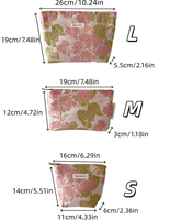 Trousse de Maquillage Florale Brodé Style Champêtre Français Grande Capacité, Sac de Rangement pour Rouge à Lèvres, Lot de 3 Pochettes Fleuries Rose Doré Vert