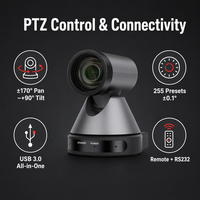 PTZ-Kamera mit Mikrofon, 12-fach Optischer Zoom, 4K 30fps, 1080P 60fps, 72,5° Weitwinkel, USB-Konferenzkamera für Besprechungsräume und Fabriken