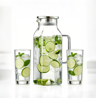 Carafe à eau en verre grande capacité avec couvercle filtrant en acier inoxydable, pichet transparent pour limonade, jus, thé glacé avec poignée
