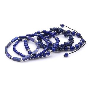 5Pcs Boho Tự Nhiên Amazonite Đá Vòng Đeo Tay Cho Phụ Nữ Người Đàn Ông Handmade Có Thể Điều Chỉnh Lapis Lazuli Đính Cườm Vòng Đeo Tay Trang Sức Set - Product Image 5