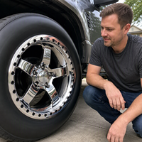 Jantes forgées chromées à déport profond avec boulons beadlock noirs, style DUB à 5 branches, pour camions de luxe, vente en gros