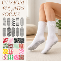 Chaussettes de yoga et de ballet en coton à volants antidérapantes avec logo, pour barre et Pilates, emballage avec nœud, chaussettes athlétiques de luxe personnalisées