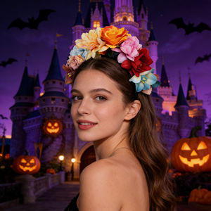 Diadema <span class=keywords><strong>de</strong></span> Flores Grandes con Rosas para el Día <span class=keywords><strong>de</strong></span> los <span class=keywords><strong>Muertos</strong></span>, Decoración para Fiestas <span class=keywords><strong>de</strong></span> Boda - Product Image 3