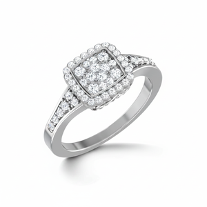 1/2TCW Real Round Diamond Cluster Unisex <b>Ring</b> 14k White Gold Classic Prong Setting-Excellent Choice for Diamond Lovers - Product Image 2