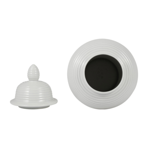 Vaso decorativo in ceramica con texture a coste per soggiorno, accessorio moderno per la casa - Product Image 5