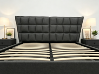 Lit rembourré avec vérin à gaz et grand rangement, tête de lit capitonnée à grille carrée, tailles Queen et King, mobilier de chambre