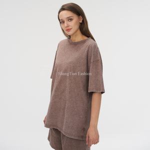 Ensemble de vêtements de sport pour femmes 2025, style streetwear, t-shirt et short en jean délavé avec strass - Product Image 5