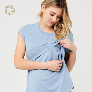 Chemisier de maternité biologique, Tee-shirt d'<span class=keywords><strong>allaitement</strong></span> en coton biologique, t-shirts de grossesse écologiques, vêtements d'<span class=keywords><strong>allaitement</strong></span> Modal - Product Image 6