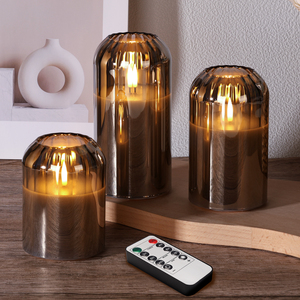 Candela LED 3D in Vetro Senza Fiamma <span class=keywords><strong>a</strong></span> <span class=keywords><strong>Batteria</strong></span> Mermei per Decorazione - Product Image 4