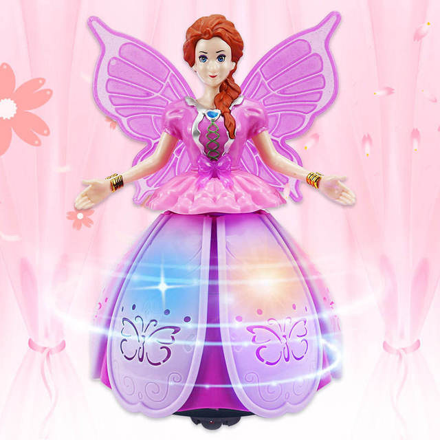 Dreamy Rotating Dancing Princess Robot with Soft Music & Colorful LED Lights Adorable Interactive Toy Gift for Girls