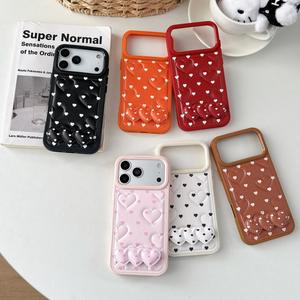 Funda de tela Han Feng con relieve estilo Ins para iPhone 17 Pro/16 Pro Max/15P con soporte, diseño 'Girl's Love' - Product Image 1