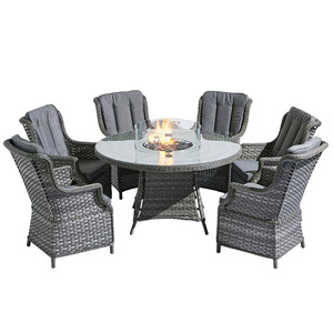 Aluminium Garden Furniture Patio Metal Rattan Armchairs <b>With</b> Round <b>Fire</b> <b>Pit</b> <b>Table</b> Outdoor Dining Set <b>With</b> <b>Fire</b> <b>Pit</b> <b>Table</b> JPD-103 - Product Image 2