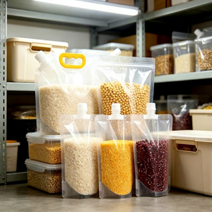 Sac à bec verseur transparent personnalisé de 10 L pour le stockage de riz, céréales et produits secs dans la cuisine et la maison - Product Image 1