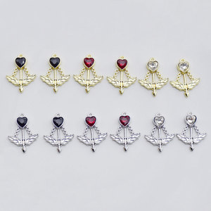 Pendentif en forme de flèche de Cupidon, breloques en alliage de zinc, serti de pierres, pour la fabrication de bijoux DIY, accessoire cadeau unisexe GJ333 - Product Image 2