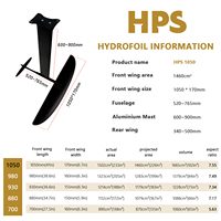 HPS 1050 Aluminium Carbon 3K Aile avant pour wingfoil, mât 90cm, pour wingfoil, surf, wingfoil SUP, planche de surf, surf en vagues, jeux aquatiques, hydrofoil