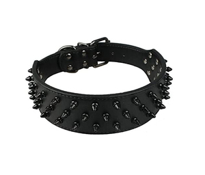 Spiked <span class=keywords><strong>Studded</strong></span> Leather Hunde halsband mit Leine, Rivet PU Leder Hunde halsbänder für Pit Bull - Product Image 1