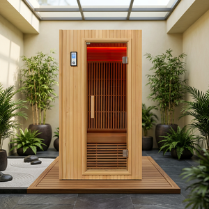 Sauna infrarouge à spectre complet en bois massif avec panneau de commande informatique, sauna infrarouge extérieur et utilisation intérieure pour 2 personnes - Product Image 1