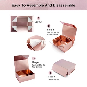 Customizable High-End Embossing Private Logo Printing Rose Gold <b>Magnetic</b> Foldable Paper <b>Box</b> for Wedding Birthdays <b>Gift</b> Packaging - Product Image 5