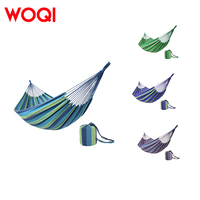WOQI-Hamac en Toile de Coton Pliable pour Extérieur et Camping Double Rayé